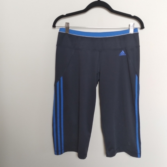 Adidas Black and Blue Three Stripe Climalite Men's Athletic Shorts Size Medium - Picture 1 of 7